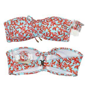 Tommy Bahama Coral Cabana Swimwear Bandeau w/Optional Strap Bikini Top NWT